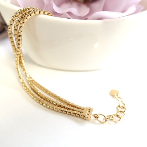 送料無料】K18YG/PG 【3.00ct】3連ダイヤモンドブレスレット ben0179