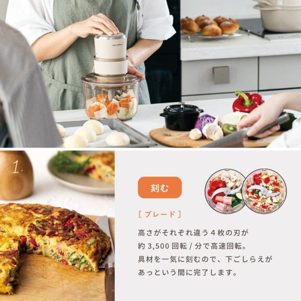 recolte レコルト フードプロセッサーコンボ クリームホワイト RCP-6