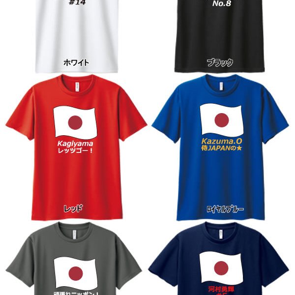 名入れ無料】日本代表 応援 半袖 ドライTシャツ 名前や番号入り 国旗