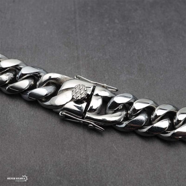 喜平ブレスレット　チェーンブレスレット　シルバー925 マイアミ　幅17mm ステンレス 316L 幅14mm 太め メンズ ブレスレット シルバー 喜平