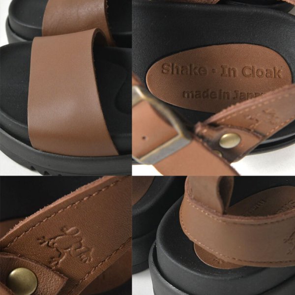 Shake・In cloak シェイクインクローク】本革 厚底 ワンベルト レザー 
