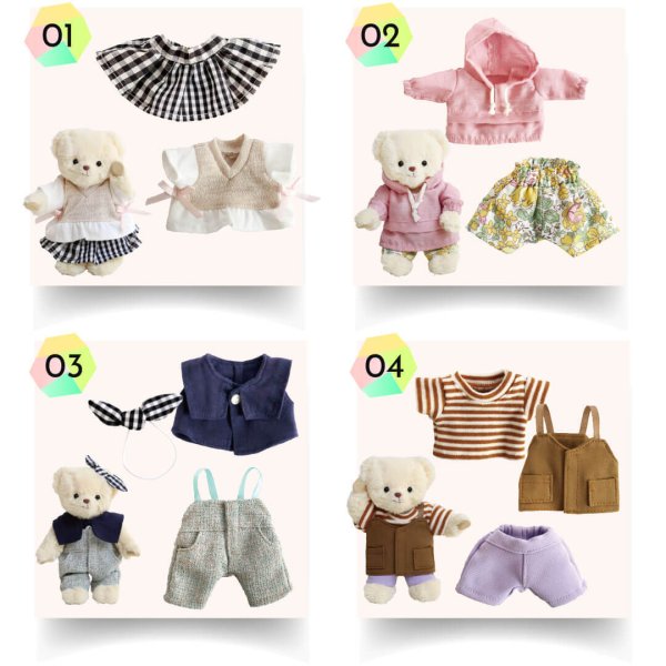 6点までメール便可] ぬいぐるみ用 服 2点セット パーカー パンツ 