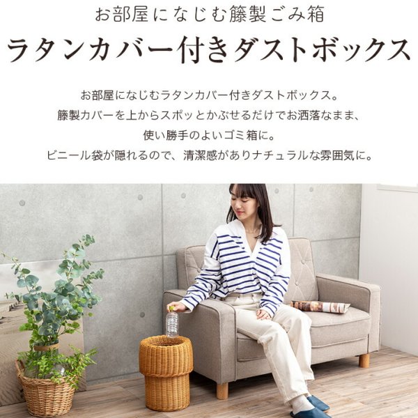 ごみ箱 ラタン カバー付き ダストボックス ゴミ箱 小さい ふた付き 籐