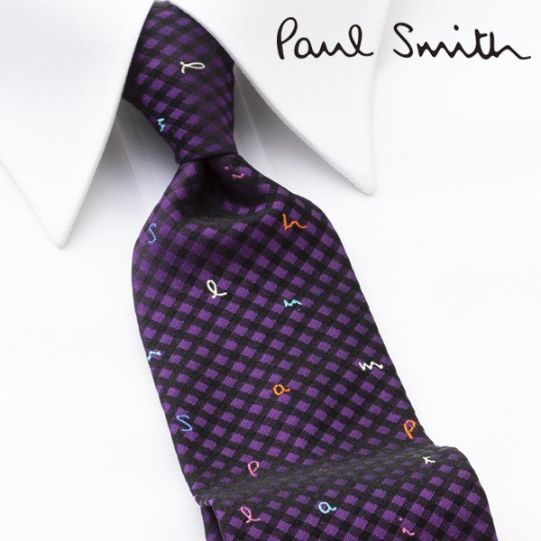 ポールスミス] PAUL SMITH ネクタイ PSJ-794 パープル チェック シルク 