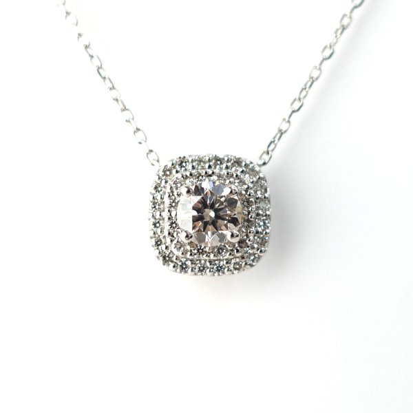送料無料】Pt900 0.75ct スクエアモチーフ ダイヤモンドネックレス 