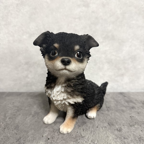 置物 woobia ウービア お座りチワワ 黒 リアル動物オーナメント 高さ