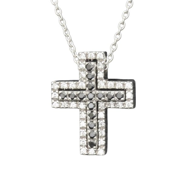 クロスネックレス シルバー925 【刻印無料】 キュービックジルコニア