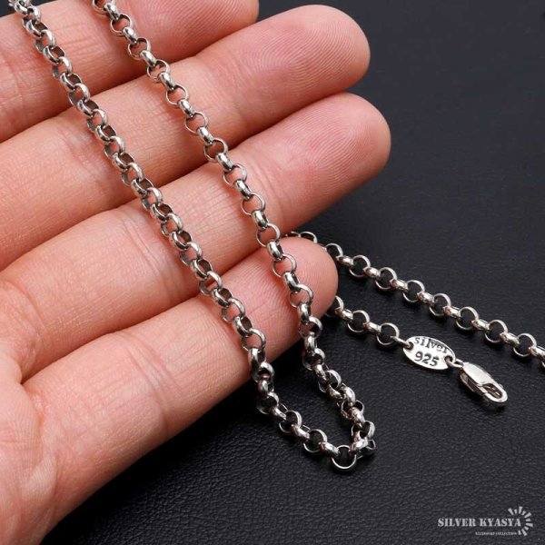 シルバー925 ロールチェーン 幅4mm ネックレスチェーン 太め シルバー