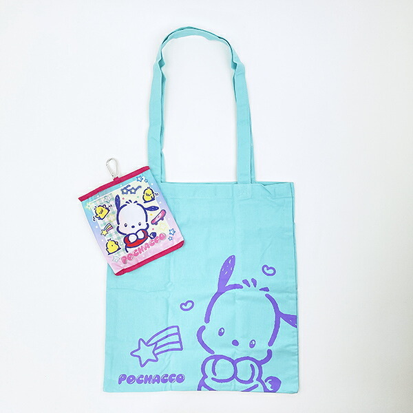 ハンドメイド　トートバッグ　♡ぽちゃこ♡ サンリオ ポチャッコ 折りたたみカジュアルトートバッグ 胸キュン