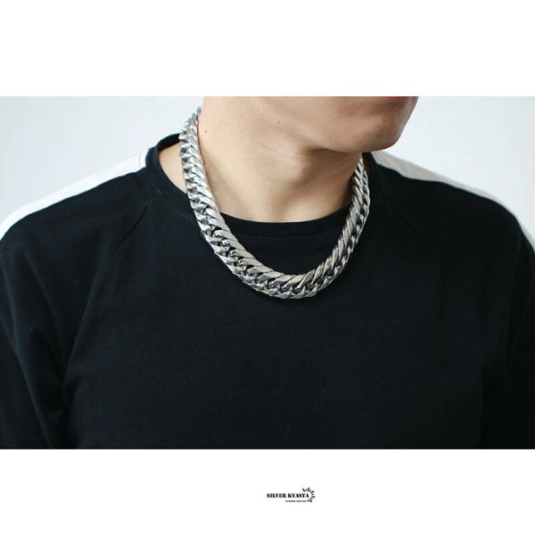 幅21mm STAINLESS STEEL 極太 6面カット ダブル喜平ネックレス 