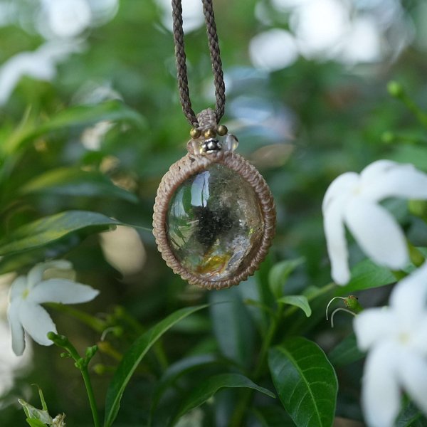 天然石】【ハンドメイド】緑の小島☆クローライトインガーデンクォーツ 