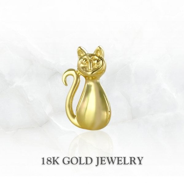 K18 18金 猫 ピアス 片耳ピアス シングル ねこ レディース ゴールド