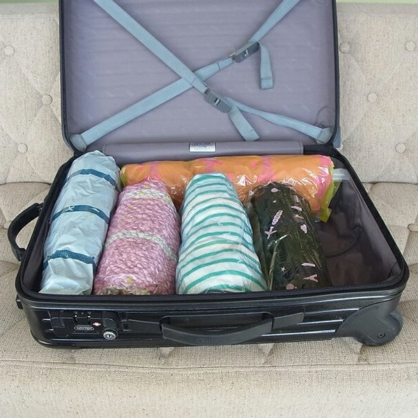 3枚セット 掃除機のいらない圧縮袋 S/M/L 衣類圧縮袋 押すだけ 掃除機
