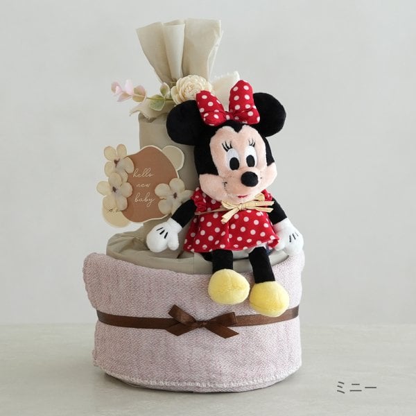 ディズニーぬいぐるみ タオルおむつケーキ| 出産祝い 名入れ 名前入り 