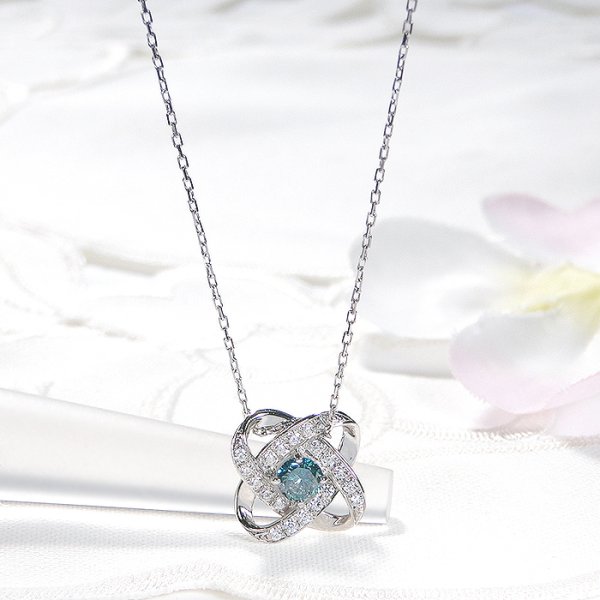 ネックレス レディース プラチナ PT900 ブルーダイヤモンド 中石 0.2ct 