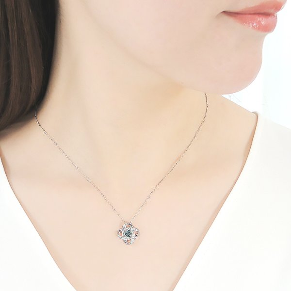 ネックレス レディース プラチナ PT900 ブルーダイヤモンド 中石 0.2ct 