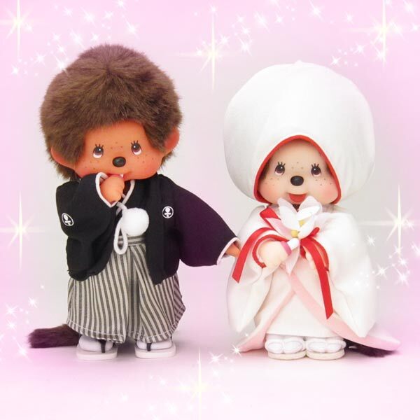 Wedding Monchhichi 和装 ペア ぬいぐるみ ぬいぐるみ 特大 ウェディングセット 和装 モンチッチ ヌイグルミ