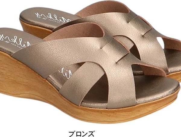 レディース サンダル ウェッジソール ミュール 履きやすい 歩きやすい