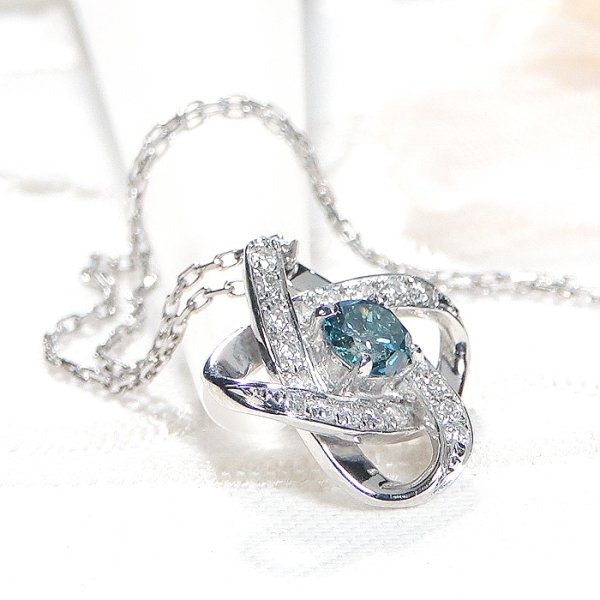 ネックレス レディース プラチナ PT900 ブルーダイヤモンド 中石 0.2ct 