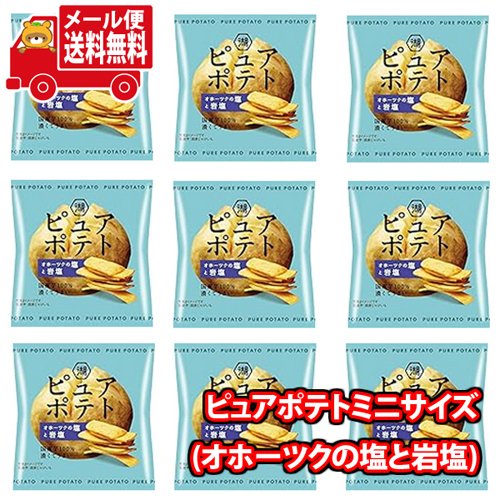 全国送料無料)【9コ】湖池屋 ピュアポテト(オホーツクの塩と岩塩) ミニ