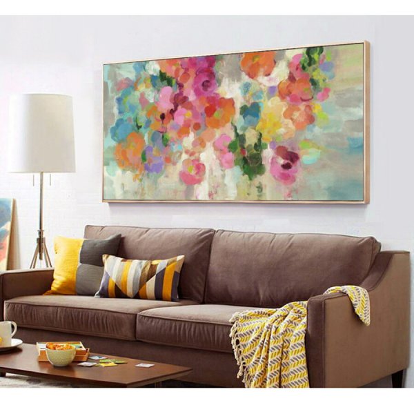 絵画 アートパネルファブリック 枠 花 植物 40cm×80cm ダイニング