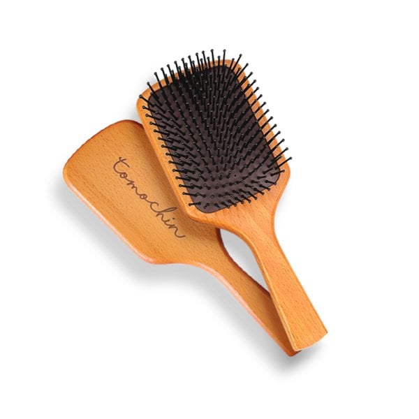 AJEBA 木製ヘアブラシ 木製ヘアブラシ 大きめ パドルブラシ Mサイズ 名入れ無料 木製