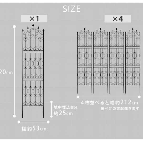 ガーデン エクステリア アイアンフェンス220 ハイタイプ 4枚組