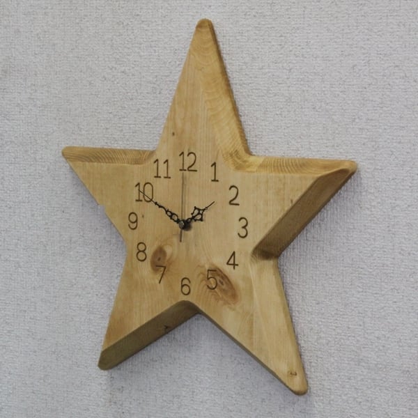 Perfume 掛時計 星形デザイン Star Clock Number 掛け時計 星形 星型 幅34cm パイン 時計 壁掛け