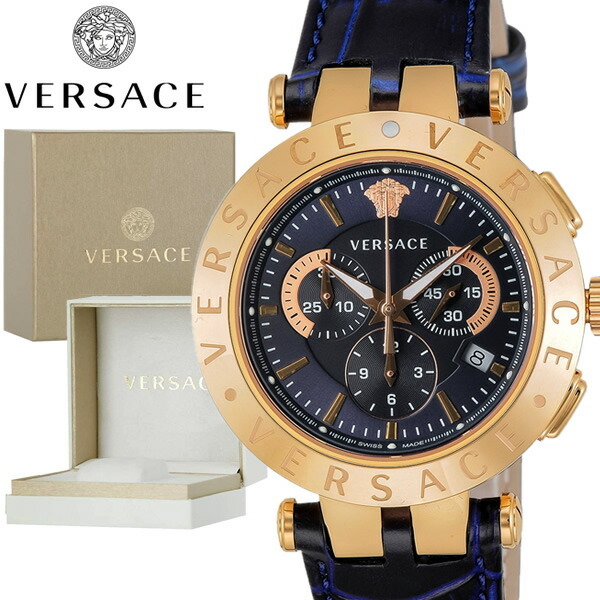 VERSACE ヴェルサーチ ベルサーチ メンズ 腕時計 クロノグラフ 革
