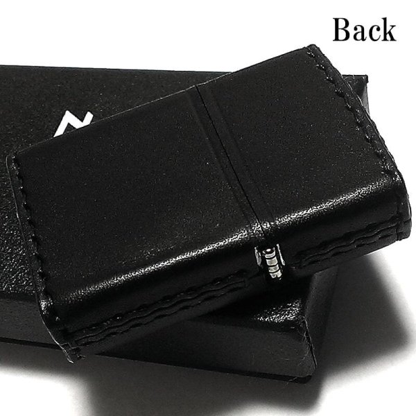 ZIPPO 革巻き ジッポ ライター ロゴ ブラック レザー 黒 本牛革 