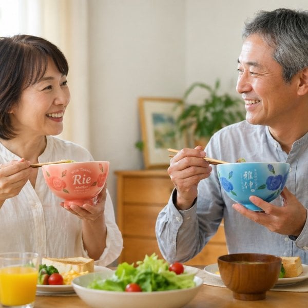 退職 異動 名入れ ペアギフト SXX 有田焼 ミニローズ 茶碗 ブルー