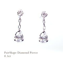 K18WG【0.3ct】ペアシェイプ（雫）ダイヤモンドスウィングピアス