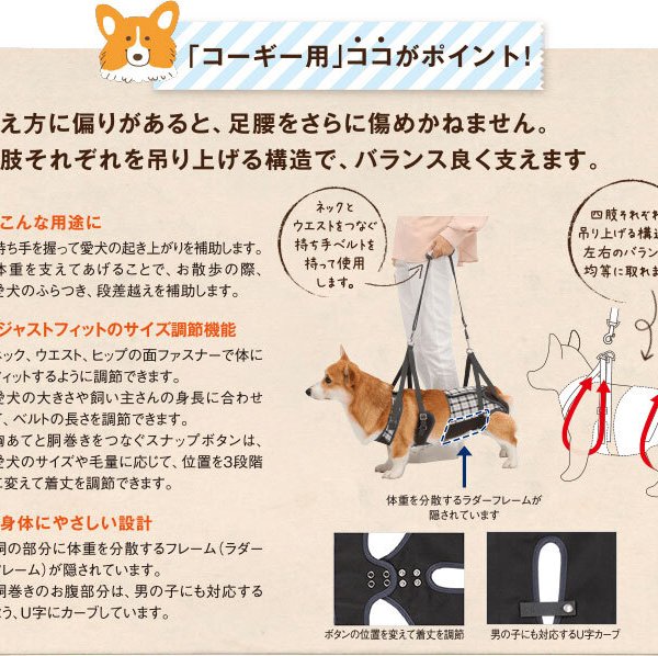犬用 介護ハーネス 歩行補助ハーネス シニア犬 老犬 リハビリ 散歩補助