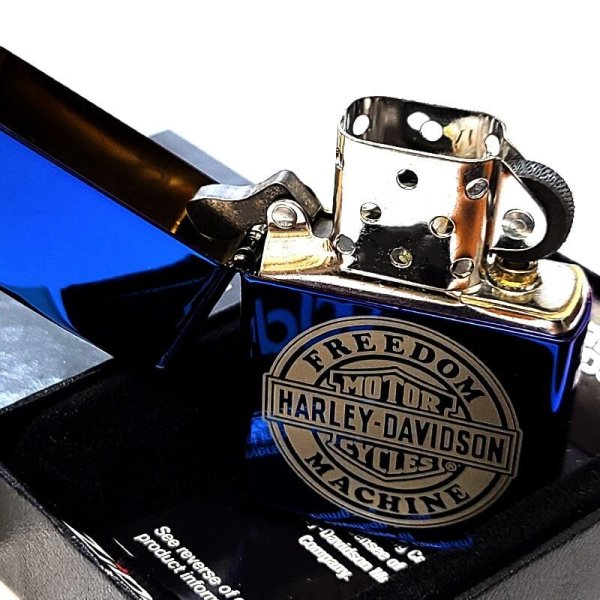 ZIPPO ライター ハーレーダビッドソン サファイアブルー ラウンドロゴ 