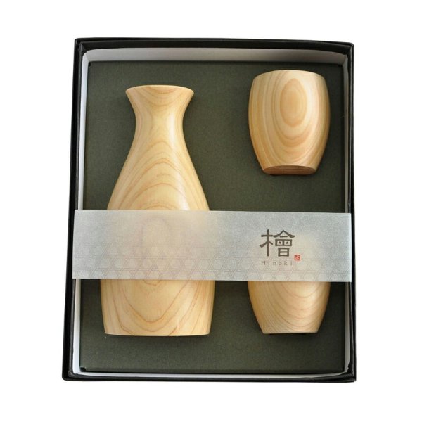 ぐい呑み 徳利 セット | てまひま工房 | 粋 丸ぐいのみ 檜 ひのき 3点 