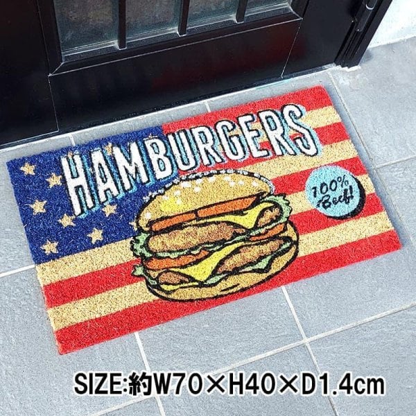 玄関マット アメリカン ハンバーガー かわいい HAMBURGER おしゃれ