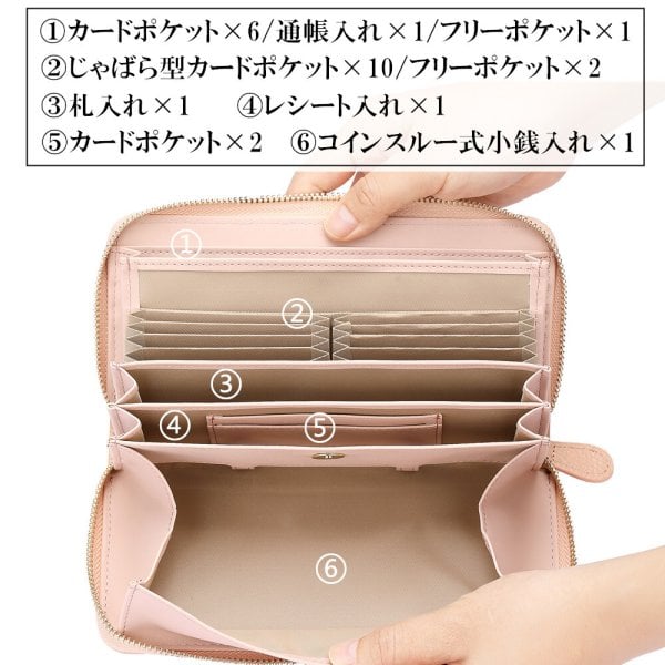 長財布 レディース 財布 レシートと小銭 仕分け ボックス型 コイン