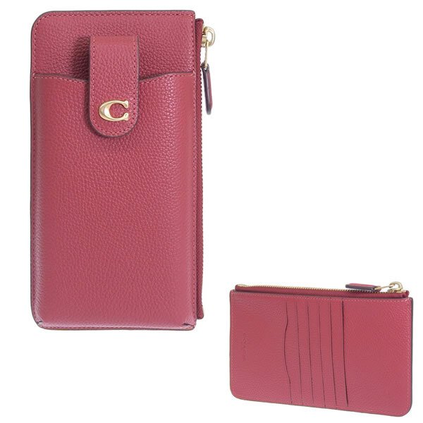 COACH シグネチャー　スマホケース付き　長財布 コーチ COACH 長財布 スマホウォレット アウトレット レザー レッド