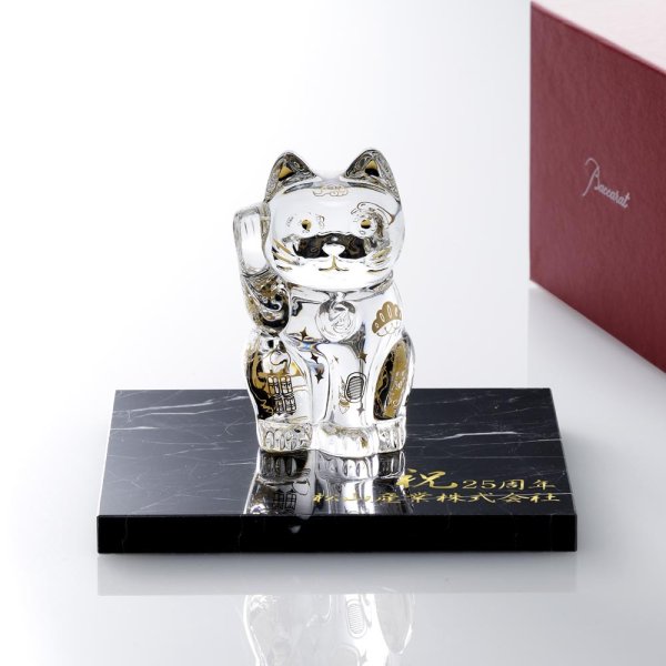 Baccarat バカラ まねき猫 宝づくし・大理石 台座 Sサイズ オリジナル 