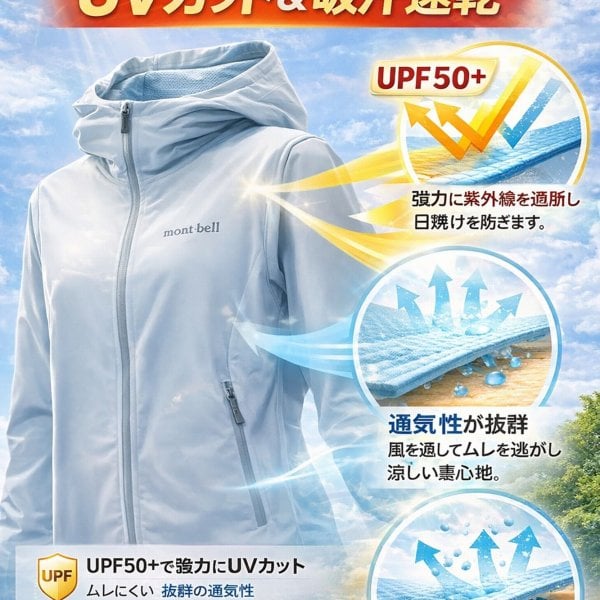 ラッピング無料】mont-bell モンベル WIC.UVテクト パーカ レディース