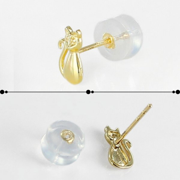 K18 18金 猫 ピアス 片耳ピアス シングル ねこ レディース ゴールド