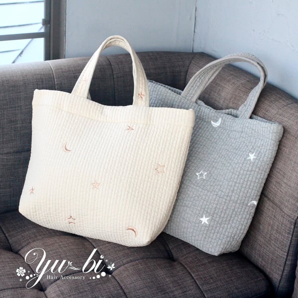 ゆうパック送料無料】バッグ/ヌビバッグ A4入ります！ヌビ 星 月 刺繍