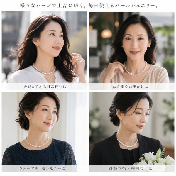 高級版 国産 パールネックレス セット ピアス イヤリング 8mm 40cm