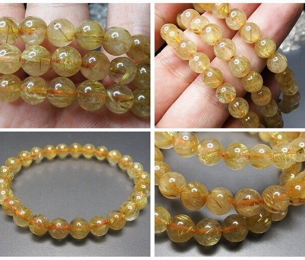 良質人気天然石針多めタイチン入りゴールドルチルクォーツ7.5mm