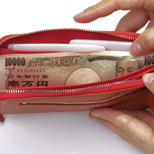 TOC01】一万円札が折らずに入る最小サイズの長財布「L字束入」（栃木