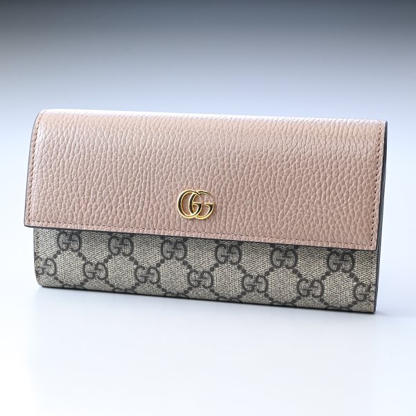 名入れ】 グッチ GUCCI 長財布 レディース プチ マーモント ダブルG 
