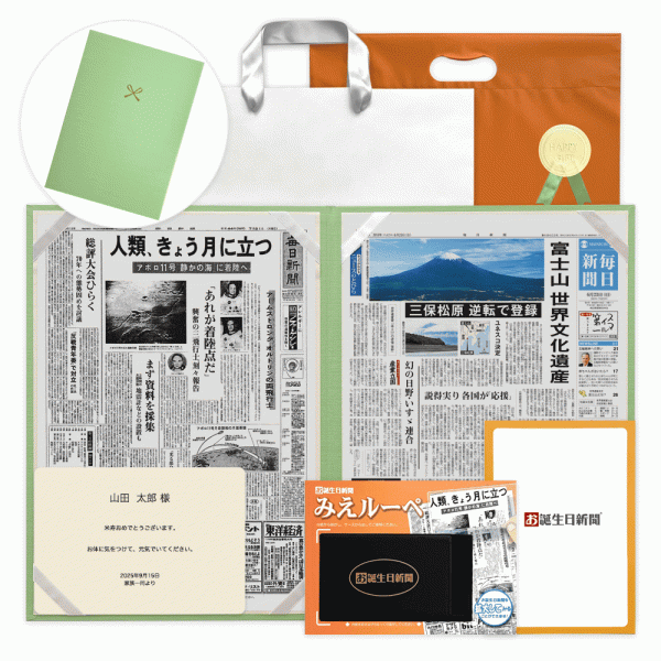 米寿祝い】お誕生日新聞 見開きファイル お祝いセット (0歳 20歳) 新聞
