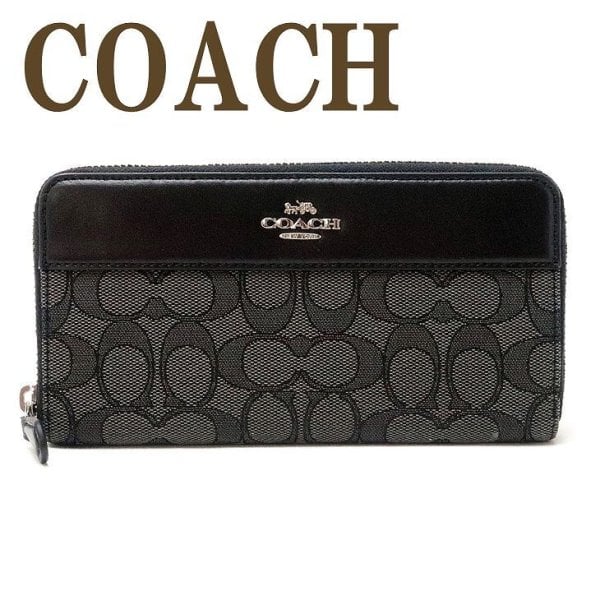 [新品]COACH長財布 コーチ レディース メンズ シグネチャー ブラック コーチ COACH 財布 レディース 長財布 ラウンドファスナー レザー