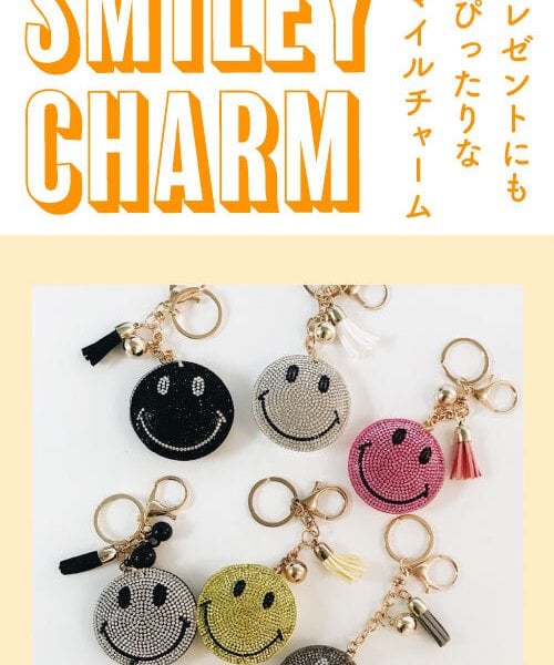 スマイル ニコちゃんチャーム アクリルストーン キラキラ キーホルダー