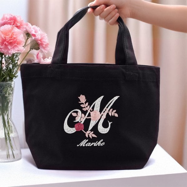 敬老の日 プレゼント ギフト 2026 名入れ トートバッグ S 刺繍 レース